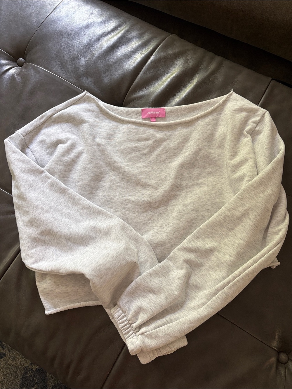 Light Heather Gray Edikted Off-the-shoulder Sweatshirt